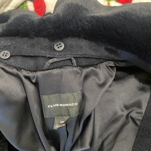 Club Monaco wool blend coat in dark Navy - Picture 12 of 13